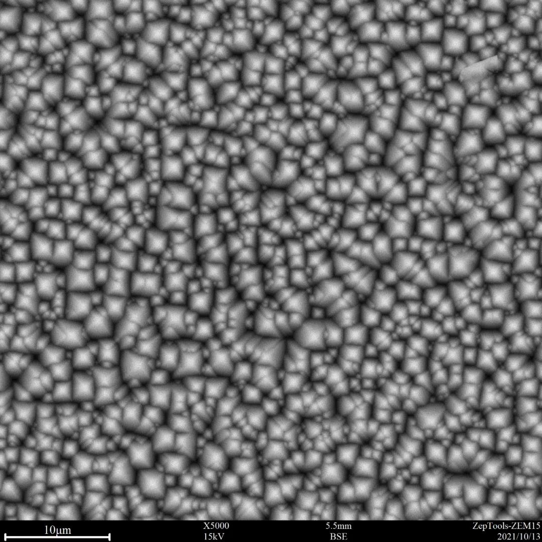 15 kV下常規(guī)模式拍攝的未噴金硅片表面